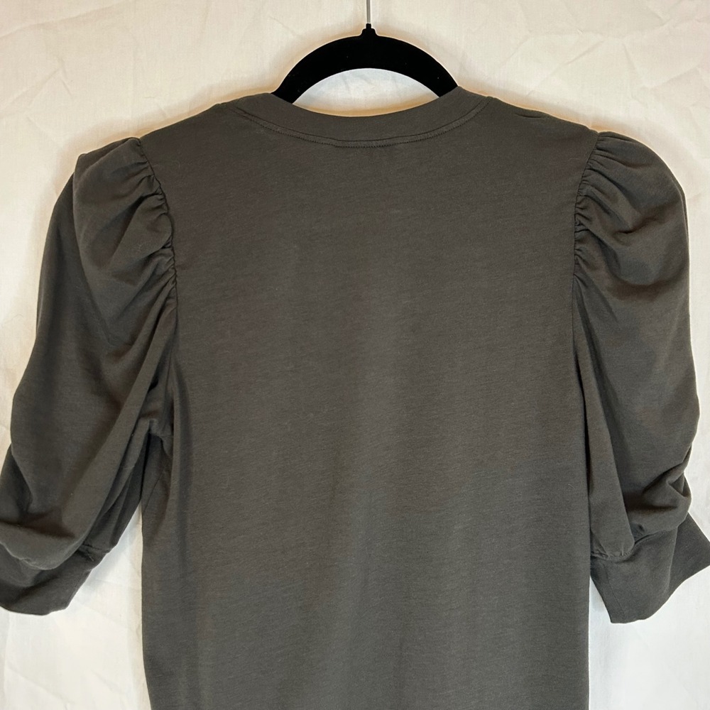 Habitual Olive Green Puff Sleeve Knit Top Ruched Sleeve Casual‎ Tee XS - Picture 9 of 12